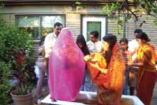 Chaat in America.Chaat is a religious ritual normally performed in a river or a lake. When those are out of bounds for you, there is always a bathtub in your back yard.Photo by Sanyuktta Singh, Houston, TX, is winner of this month\'s $50 iSpy prize. Brows