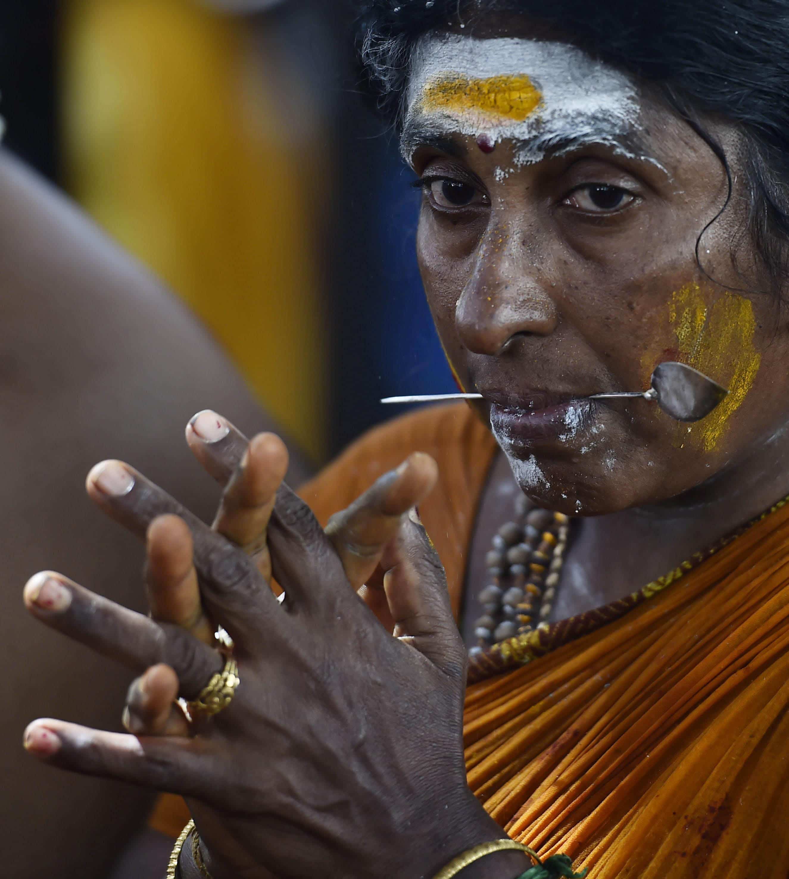 Devotee of Lord Muruga during the Thaipusam festival in Chennai.