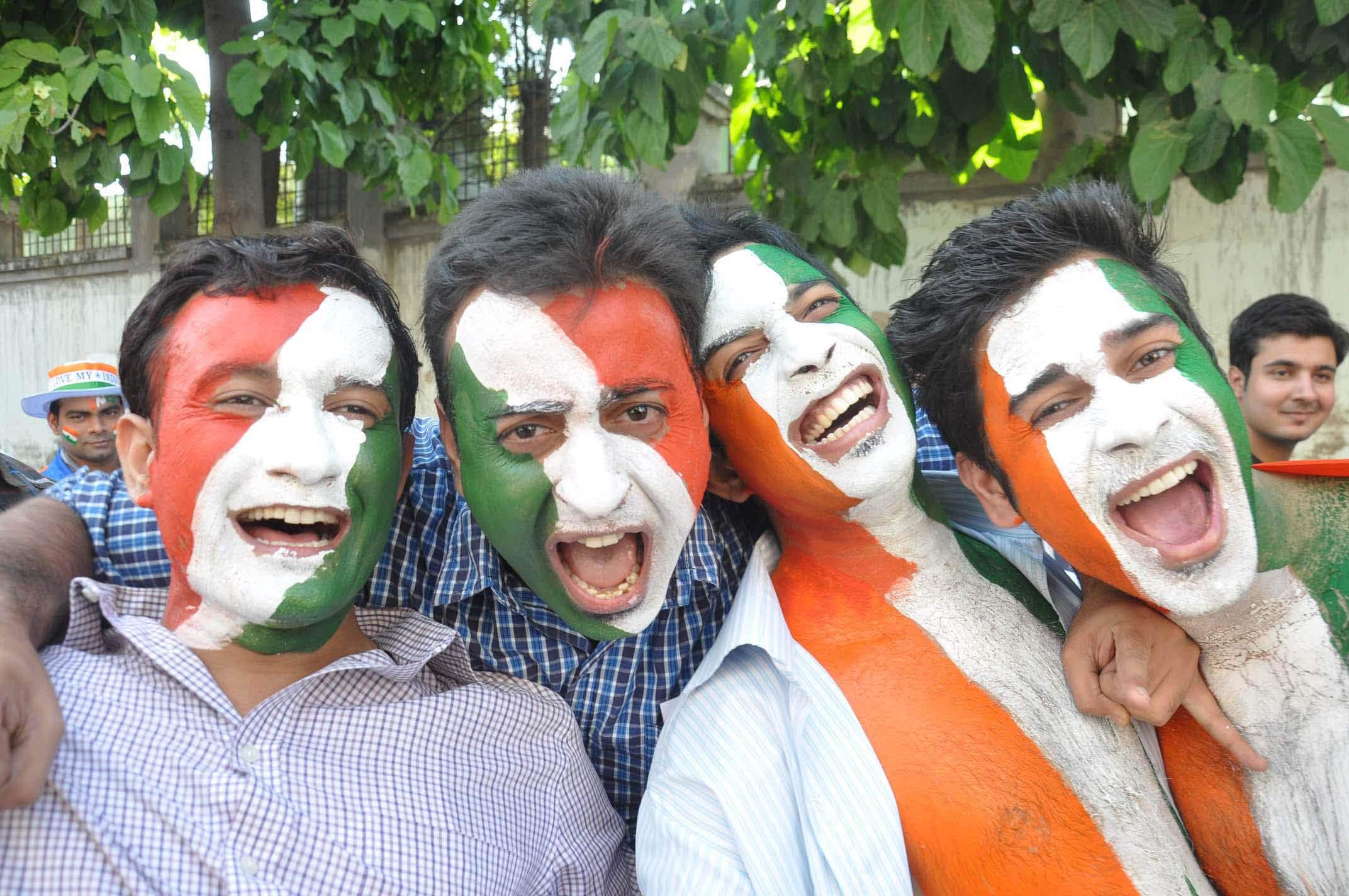 Indian cricket fans at the 3rd ODI between India and Australia in Mohali, Chandigarh.