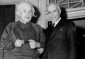 Indian Prime Minister Jawaharlal Nehru visiting Albert Einstein at his home in Princeton on Nov 5, 1949.