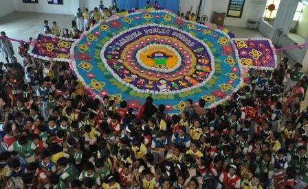 DREAM RAKHI A large eco-friendly rakhi made by school students ahead of Raksha Bandhan in Nagpur, Maharashtra.