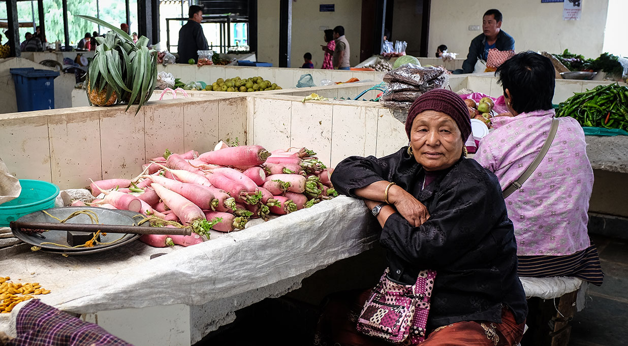 Rural market in Thimpu, Bhutan.