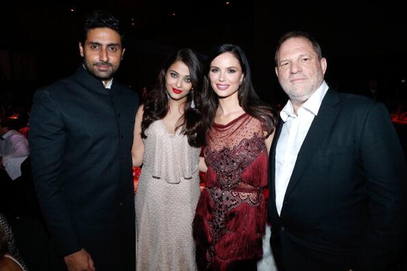 Abhishek Bachchan, Aishwarya Rai, Georgina Chapman and Harvey Weinstein at Cannes 2014.