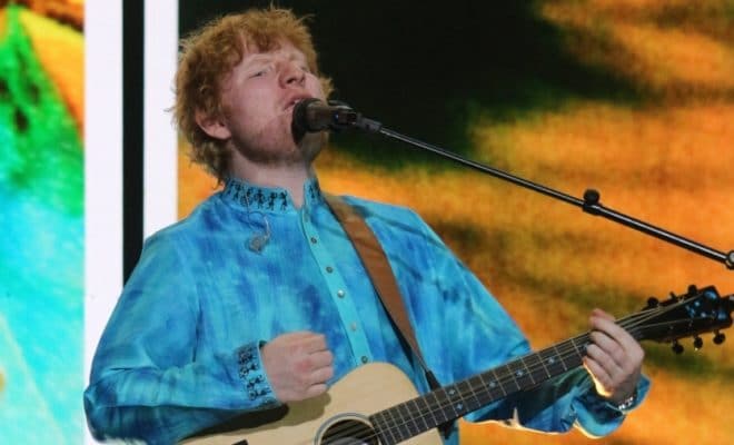 Singer Ed Sheeran performs during his