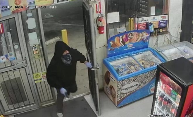 Still from the robbery at Tackle Box