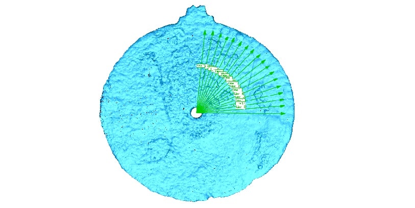 Scan of the astrolabe artefact, revealing the etches