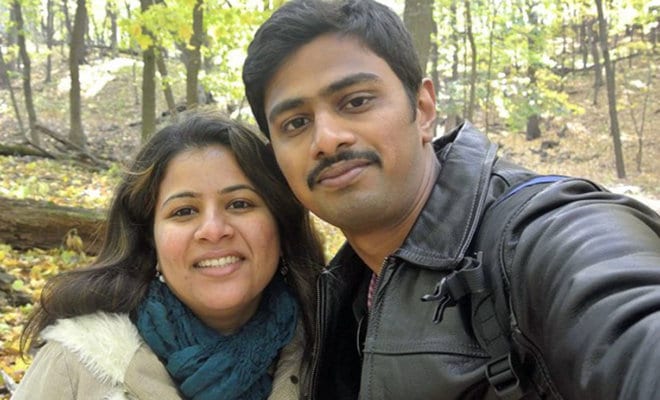 Srinivas Kuchibhotla with his wife Sunayana Dumala.