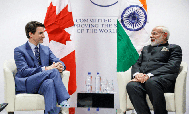Justin Trudeau (Left) and Narendra Modi at Davos
