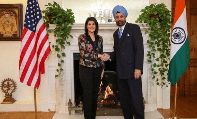 Nikki Haley (Left) with Navtej Singh Sarna