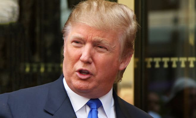 Donald Trump in front of Trump Tower in New York City.