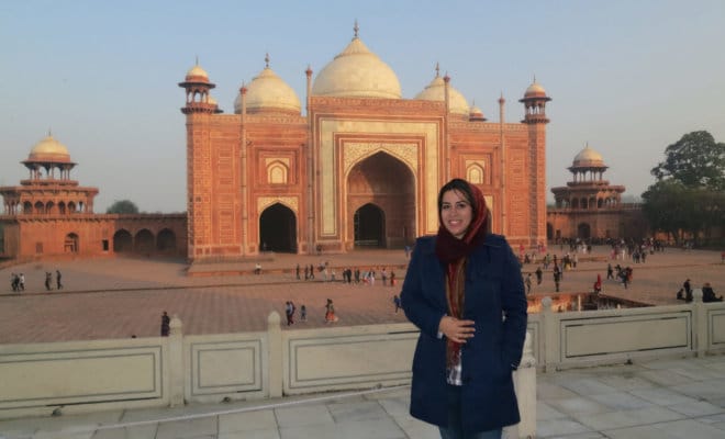 Hoda Karbalaei at the Taj Mahal in Agra