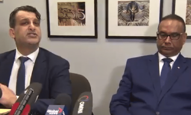 Jaspal Atwal (right) with his lawyer Rishi Gill