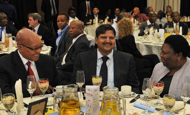 Atul Gupt (middle) with former South African president Jacob Zuma (left).