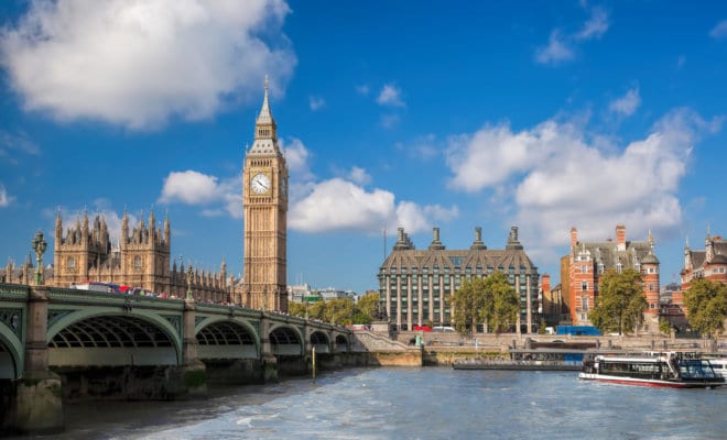 Big Ben and Houses of Parliament in London.