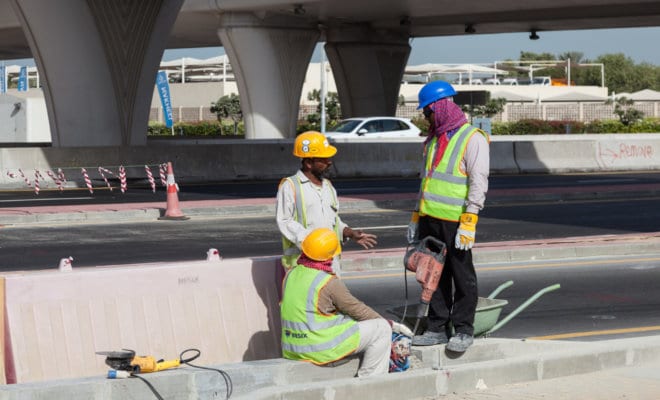 Construction workers in Dubai.