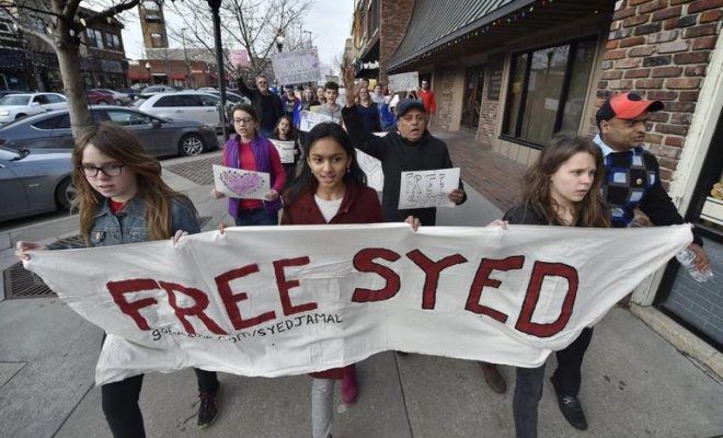 Rally in support of Syed Jamal in February 2018 in Kansas.
