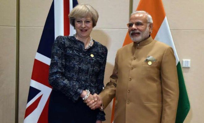 UK Prime Minister Theresa May and Indian Prime Minister Narendra Modi