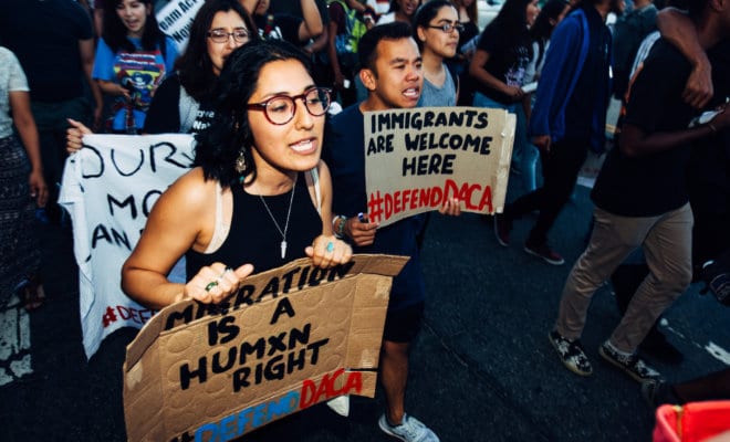 Protest rally in favor of DACA on September 9, 2017 in Los Angeles.