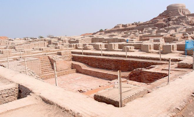 Excavated ruins of Mohenjodaro in Sindh, a site of Indus Valley Civilization.