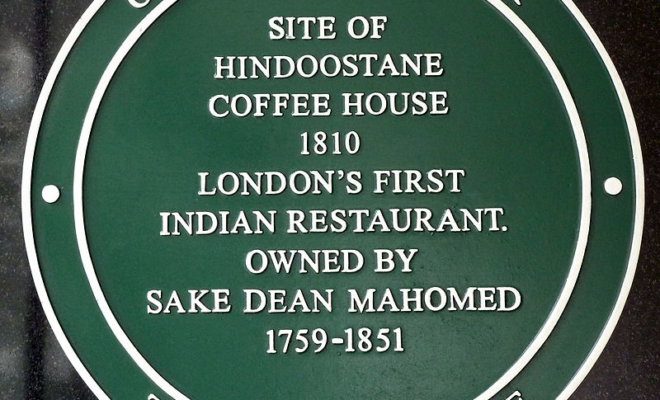 Plaque commemorating the Hindoostane Coffee House.