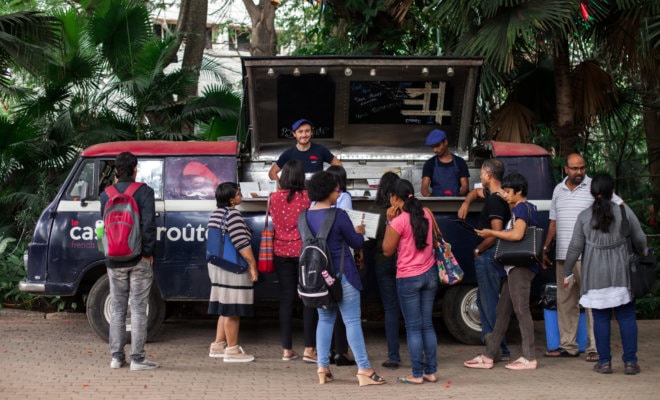 Nicolas Grossemy at his food truck in Bengaluru.