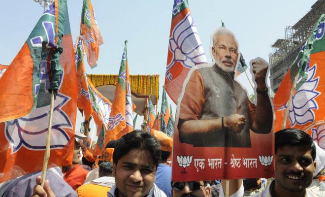 Supporters of India's Bharatiya Janata Party.