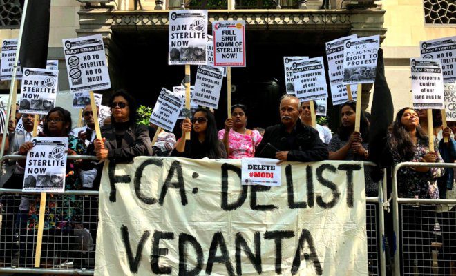 The protest against Vedanta Resources outside India House, North London, on May 26.