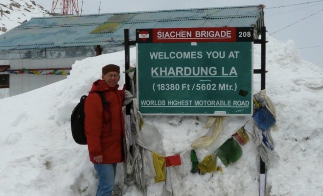 Keith Goyden at Khardung La Pass in Ladakh