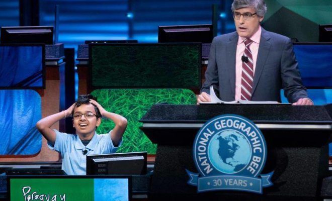 Venkat Ranjan is announced as the winner of the National Geographic Bee. Journalist Mo Rocca hosted the annual geography competition.