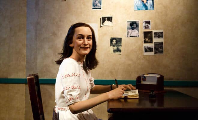 Anne Frank figure in Madame Tussauds Wax Museum in Amsterdam.