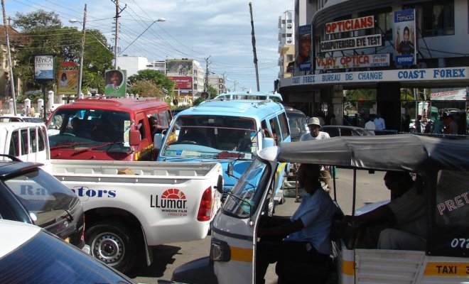 A street in Mombasa, Kenya.
