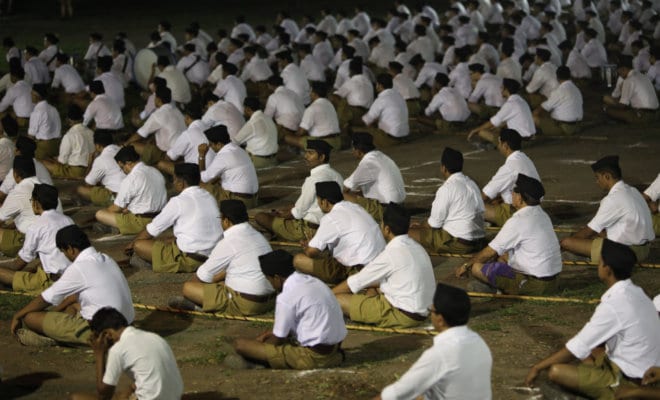 A meeting of the members of Rashtriya Swayamsevak Sangh (RSS).