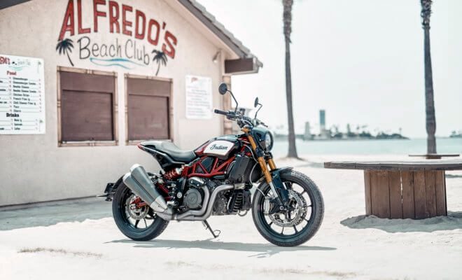 The Indian Motorcycle FTR 1200, inspired by county-fairgrounds racing machines.