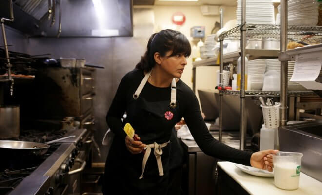 Chef Cheetie Kumar makes gajrela, a carrot and cardamom pudding, at Garland, her restaurant in downtown Raleigh, N.C., Oct. 24, 2018.