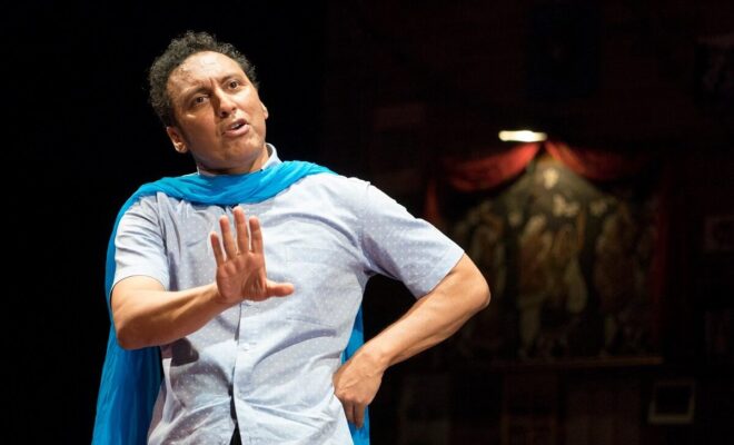 Aasif Mandvi in a scene from “Sakina’s Restaurant” at the Minetta Lane Theater in New York, Oct. 4, 2018.