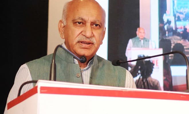 The Minister of State for External Affairs, Shri M.J. Akbar addressing at the inauguration of the International SME Convention 2018, in New Delhi on April 23, 2018.