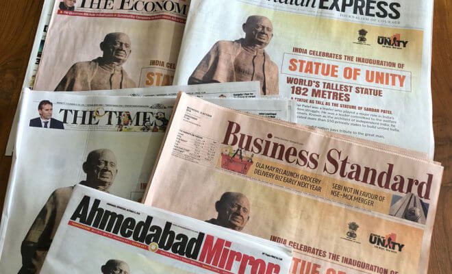 The Modi government ran full cover page ads in all the major Indian newspapers for the inauguration of the 600 feet Sardar Patel statue.